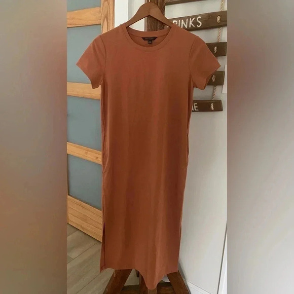Banana Republic Terracotta T-Shirt Midi Casual Dress Side Slits Women's XS NWT - Picture 4 of 8